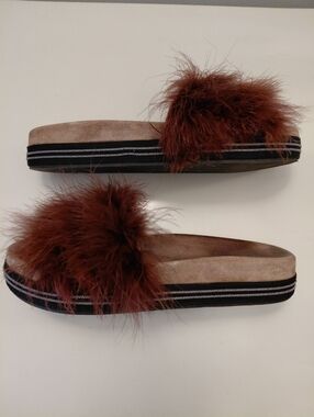 Brunello Cucinelli Feather Pool Slides Shoes Sz 10